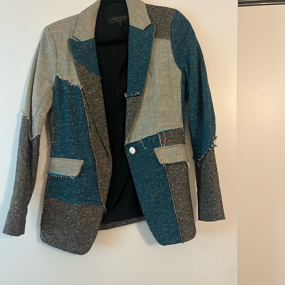 Rag & Bone Patchwork Blazer Jacket - image 1